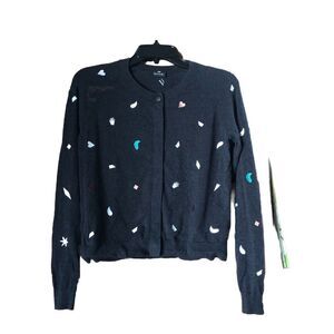 PS Paul Smith Hidden Button Front Embroidered Shapes Wool Blend Cardigan - XS